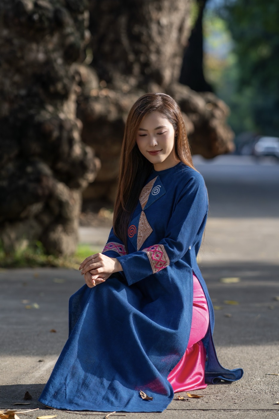 Lookbook Lam Chàm – áo dài thổ cẩm
